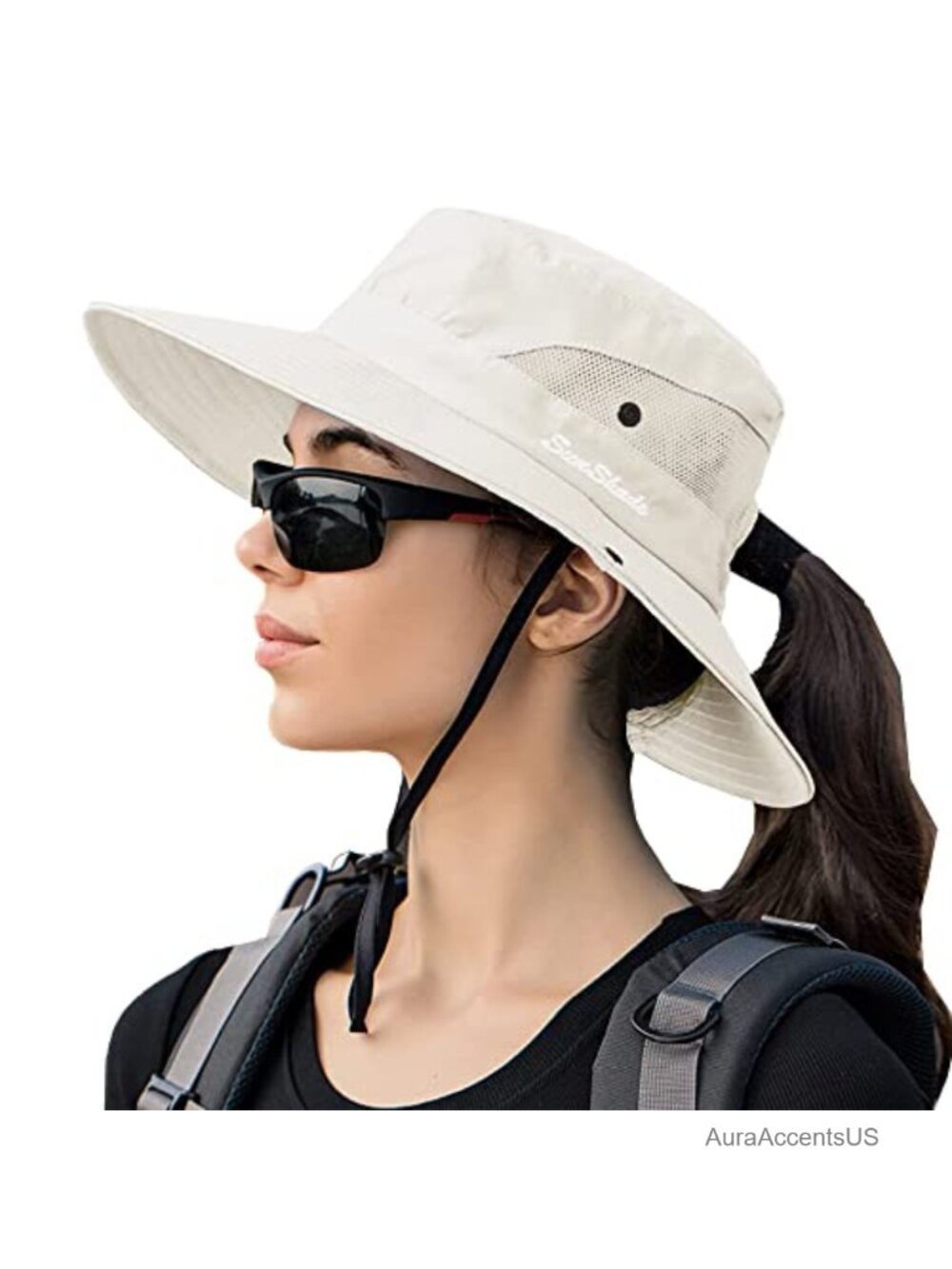 Women's Packable Sun Hat UV Protection Ponytail Hole Adjustable Drawstring